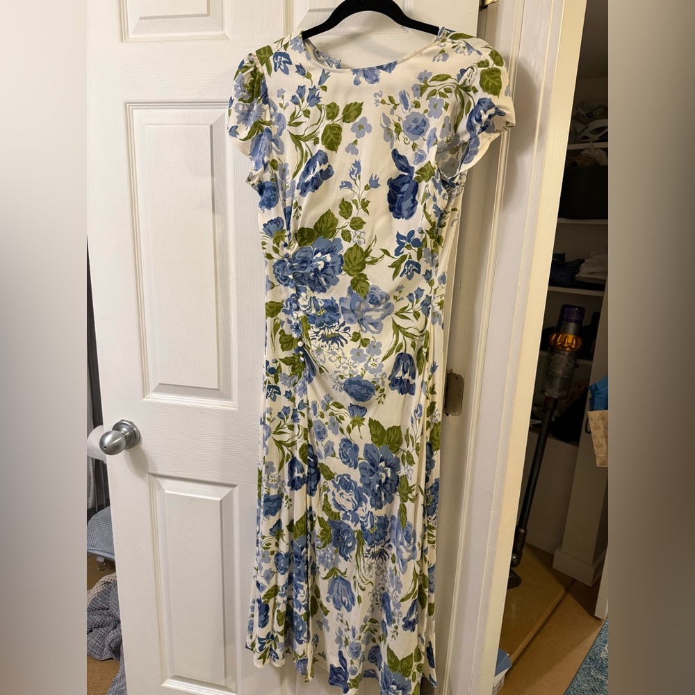 Reformation Blue & Green Frasier Dress Lucca